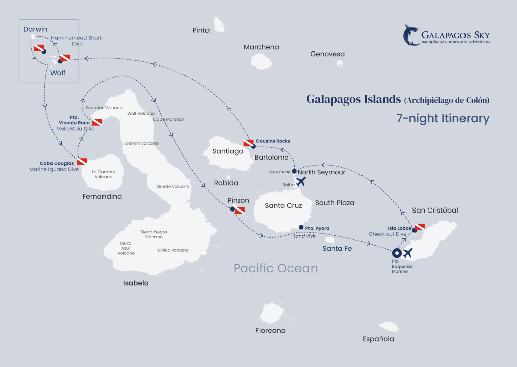 Galapagos Sky map 7 night itinerary